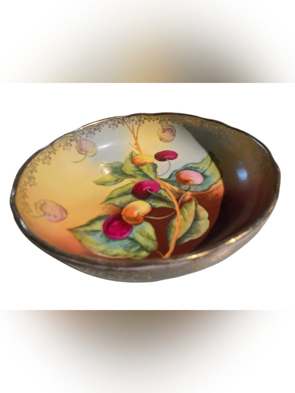 Beyer & Bock antique OXHOD BEAUTIES series hand-painted footed berry bowl